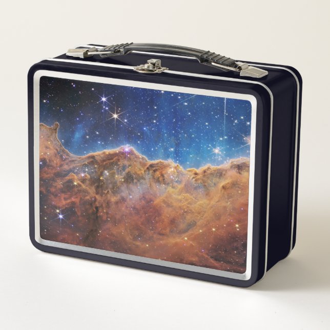 Kosmische Klippen Carina Nebula Weltraum-Webkop Te Metall Brotdose (Vorderseite)