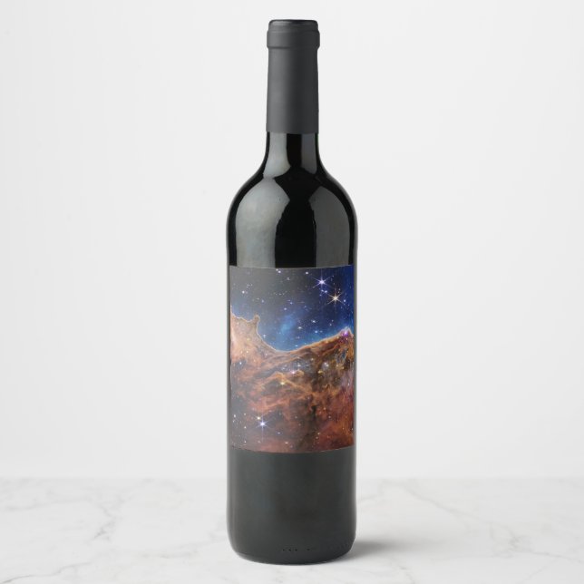 Kosmische Klippen Carina Nebula Weltraum-Webkop Te Weinetikett (Vorderseite)