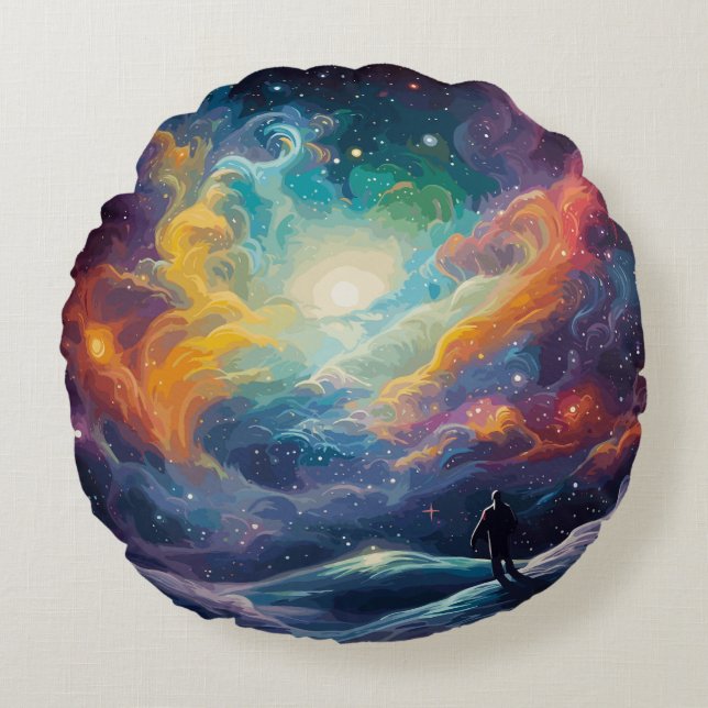 Kosmische Konstellation Rundes Kissen (Vorderseite)