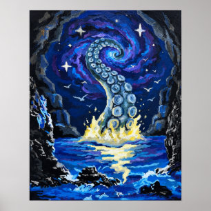 Kosmische Kraken-Tentakel-Ozean-Kunst Poster