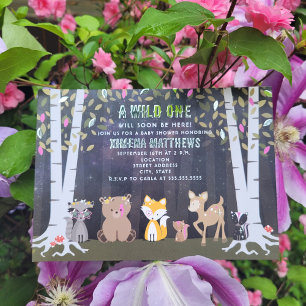 Kosmische Kreaturen Woodland Tiere Kinderdusche Folieneinladung