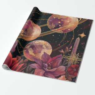 Kosmische Kristallberingte Planeten-Fantasy-Kunst  Geschenkpapier