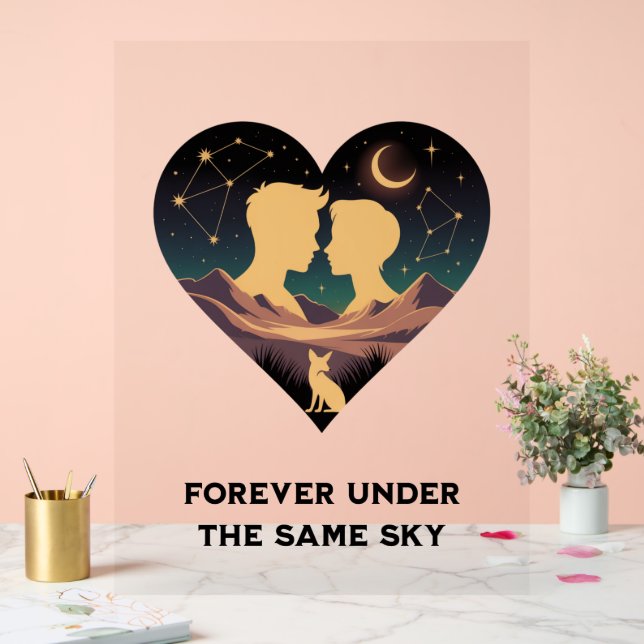 Kosmische Liebe Geschichte Herz mit Liebe und Fox  Acrylschild (Hochzeit)