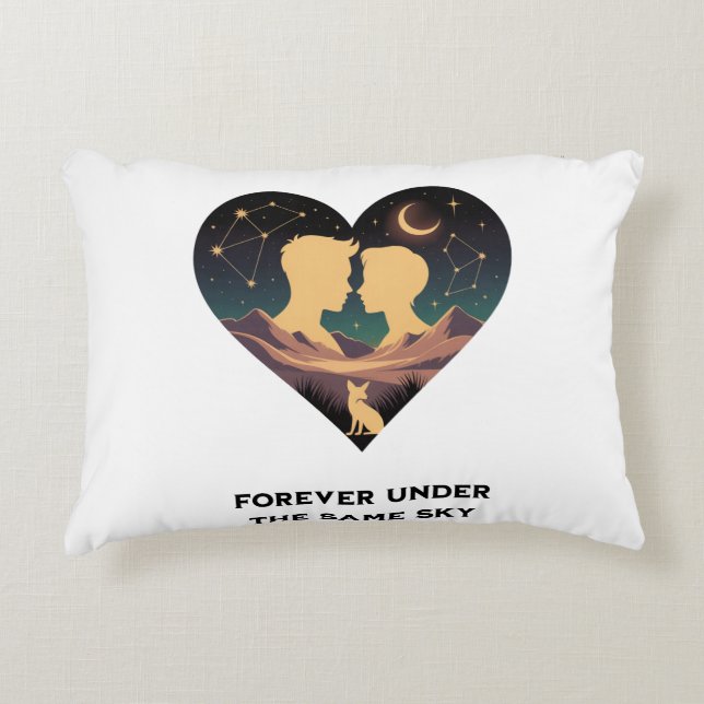 Kosmische Liebe Geschichte Herz mit Liebe und Fox  Dekokissen (Vorderseite)