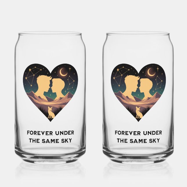 Kosmische Liebe Geschichte Herz mit Liebe und Fox  Dosenglas (Rückseite)