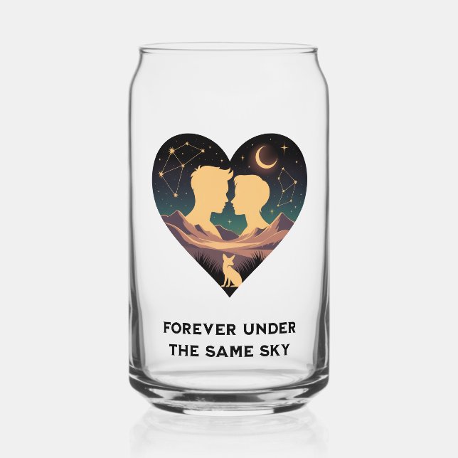 Kosmische Liebe Geschichte Herz mit Liebe und Fox  Dosenglas (Rückseite)