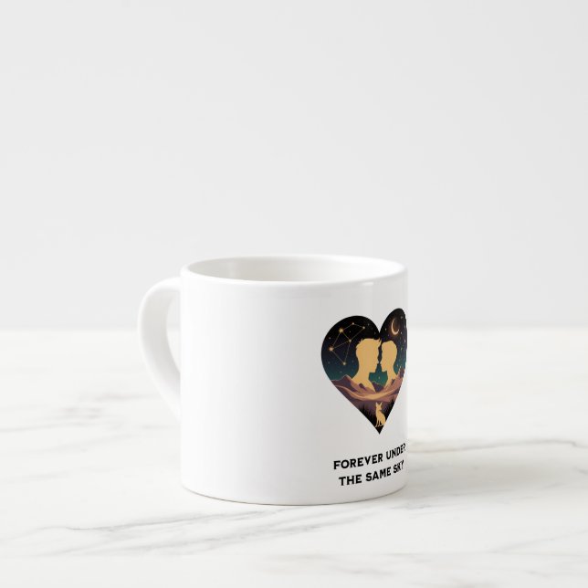 Kosmische Liebe Geschichte Herz mit Liebe und Fox  Espressotasse (Vorderseite Links)