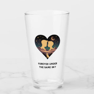 Kosmische Liebe Geschichte Herz mit Liebe und Fox Glas