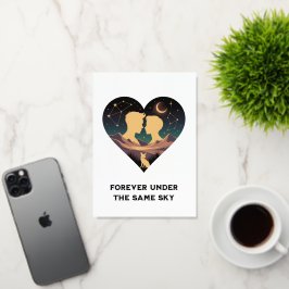 Kosmische Liebe Geschichte Herz mit Liebe und Fox Grußkarte Mit Foliendruck