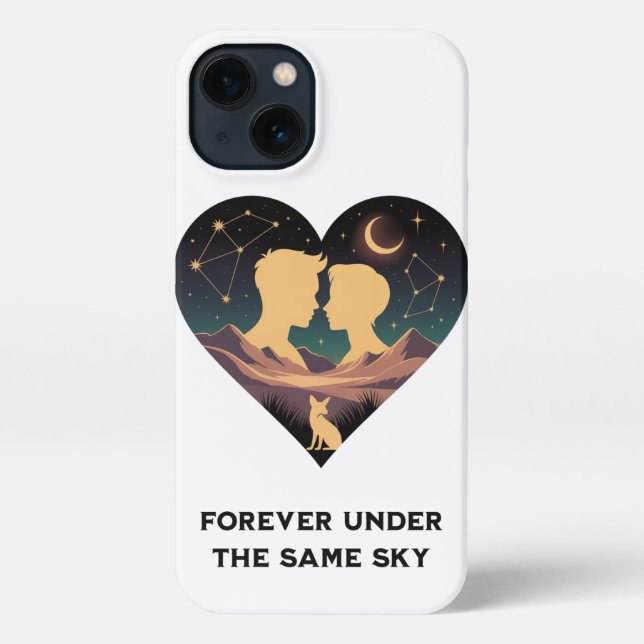 Kosmische Liebe Geschichte Herz mit Liebe und Fox  iPhone Hülle (Rückseite)
