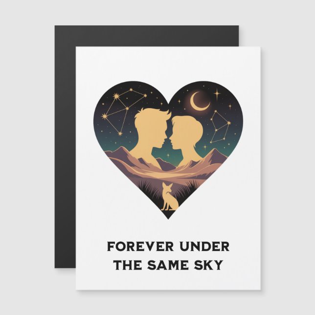 Kosmische Liebe Geschichte Herz mit Liebe und Fox  Magnetkarte (Vorne/Hinten)
