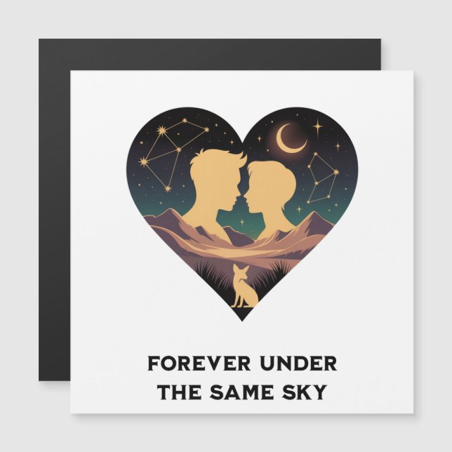 Kosmische Liebe Geschichte Herz mit Liebe und Fox  Magnetkarte (Vorne/Hinten)