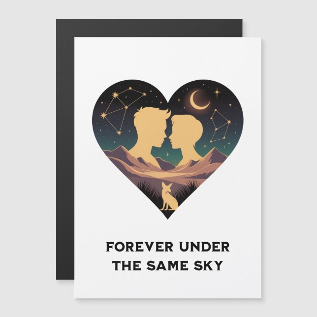 Kosmische Liebe Geschichte Herz mit Liebe und Fox  Magnetkarte (Vorne/Hinten)