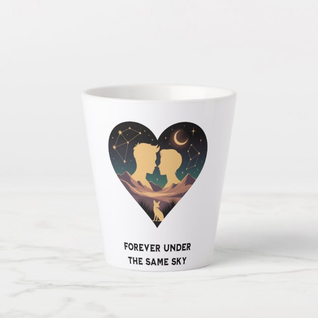 Kosmische Liebe Geschichte Herz mit Liebe und Fox  Milchtasse (Vorderseite)