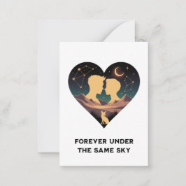 Kosmische Liebe Geschichte Herz mit Liebe und Fox Mitteilungskarte