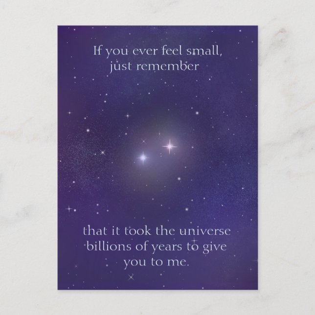 Kosmische Liebe zwei Sterne im Universum Postkarte (Vorderseite)