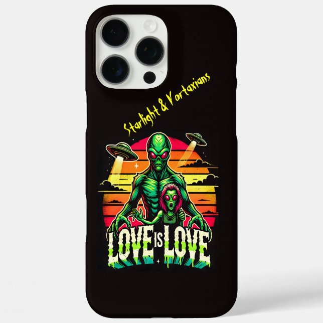 Kosmische Liebe zwischen zwei Außerirdischen iPhone 16 Pro Max Hülle (Rückseite)