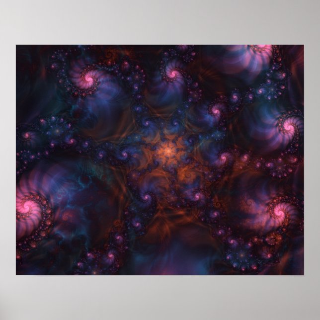 KOSMISCHE LILA FRACTAL-SPIRALE-KUNST POSTER (Vorne)