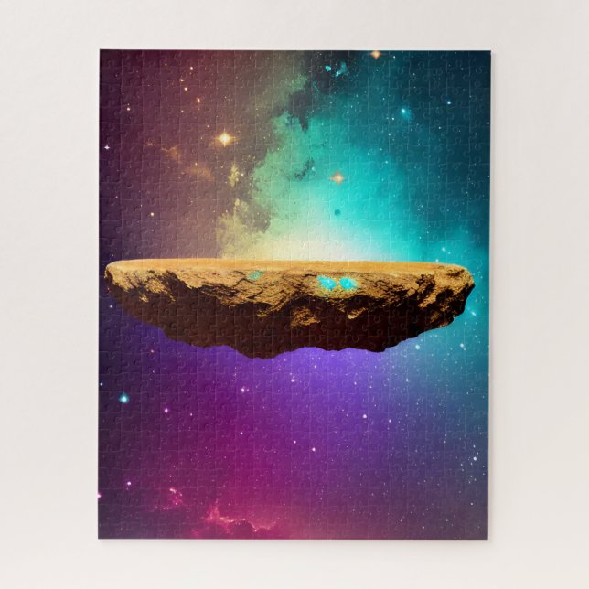 Kosmische Lila Galaxie Floating Asteroidplateau (Vertikal)