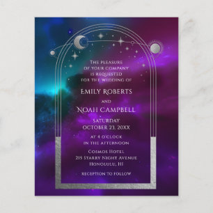 Kosmische Lila Silver Sun Moon Wedding Flyer