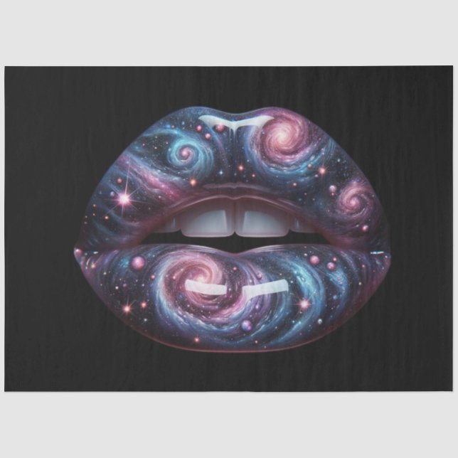 Kosmische Lippen Pop Art Surrealismus Dekoupage Seidenpapier (Vorderseite)