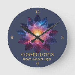 Kosmische Lotusblume - Galaxienblüten-Energie Runde Wanduhr