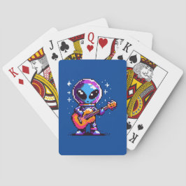 Kosmische Melodie: 8-Bit-Alien mit Gitarre Spielkarten