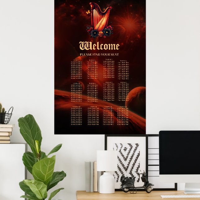 Kosmische Melodie, die Magie der Harfe. Poster (Heimbüro)