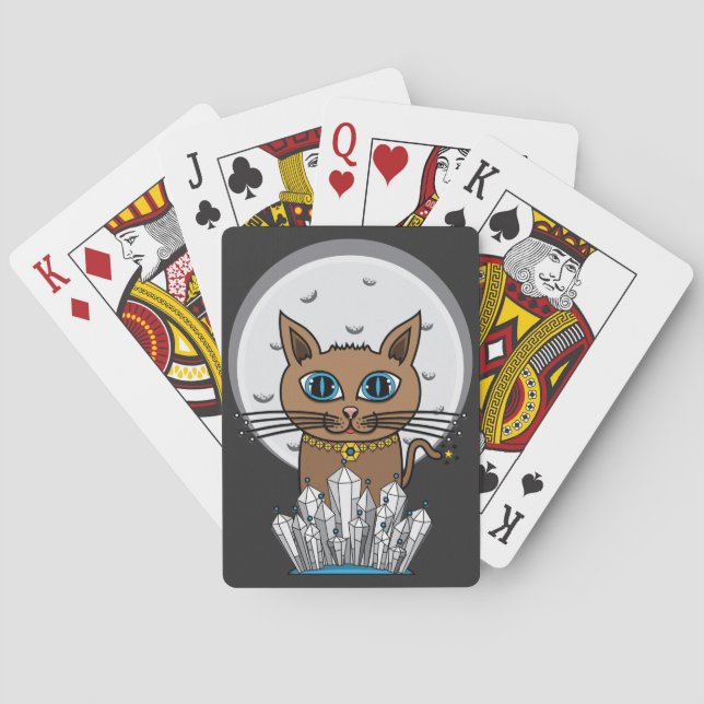 Kosmische Mond-Katze - Blau - Kartensatz Spielkarten (Rückseite)
