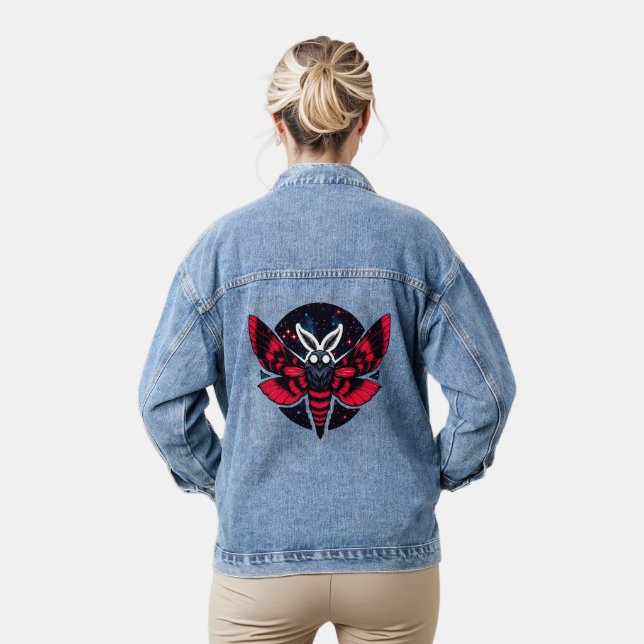 Kosmische Moth - Art Folklore Mothman Jeansjacke (Modell)