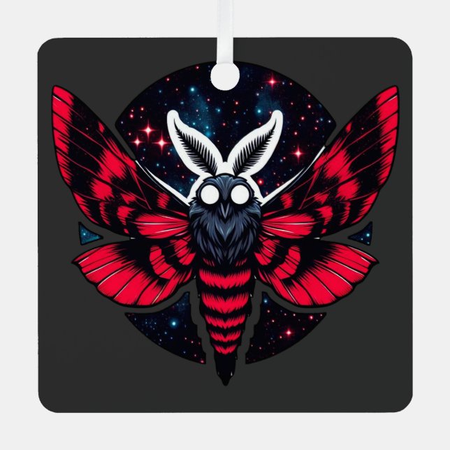 Kosmische Moth - Art Folklore Mothman Ornament Aus Metall (Vorderseite)