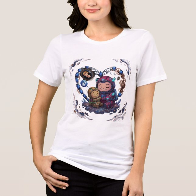 Kosmische Mutterschaft Astronautenliebe Tri-Blend Shirt (Vorderseite)