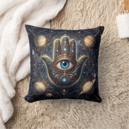 Kosmische Navy-Gold-Hamsa-Böser-Blick Kissen