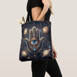  Kosmische Navy-Gold-Hamsa-Böser-Blick-Tasche Tasche