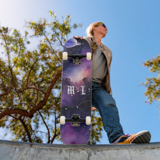 Kosmische Nebelgalaxie Foto Monogramm Initiale Skateboard