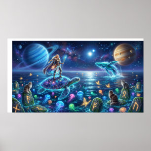 Kosmische Ozean-Welt-Schildkröte — Nordische Fanta Poster