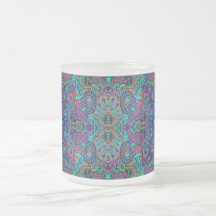 Kosmische Pfauen-Paisley-Muster Mattglastasse