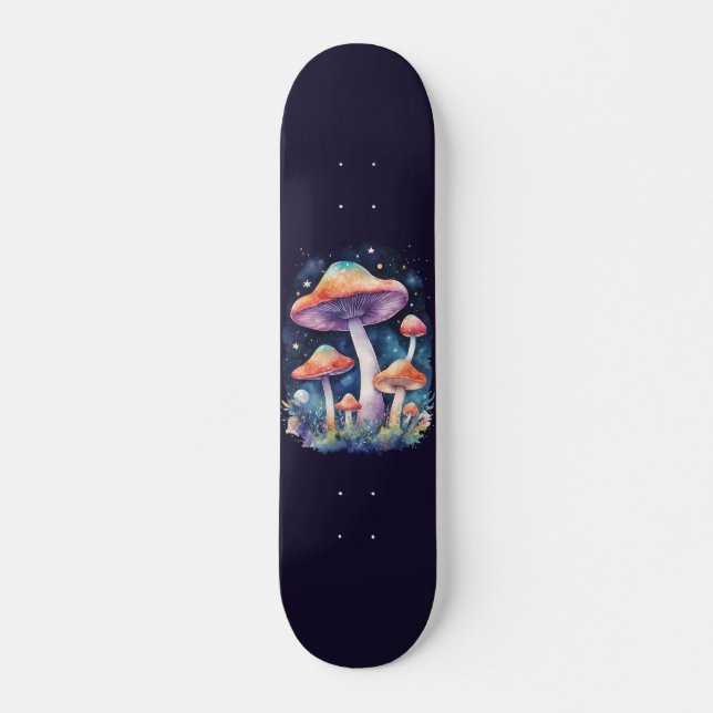Kosmische Pilze Wasserfarben Art Style Skateboard (Vorne)