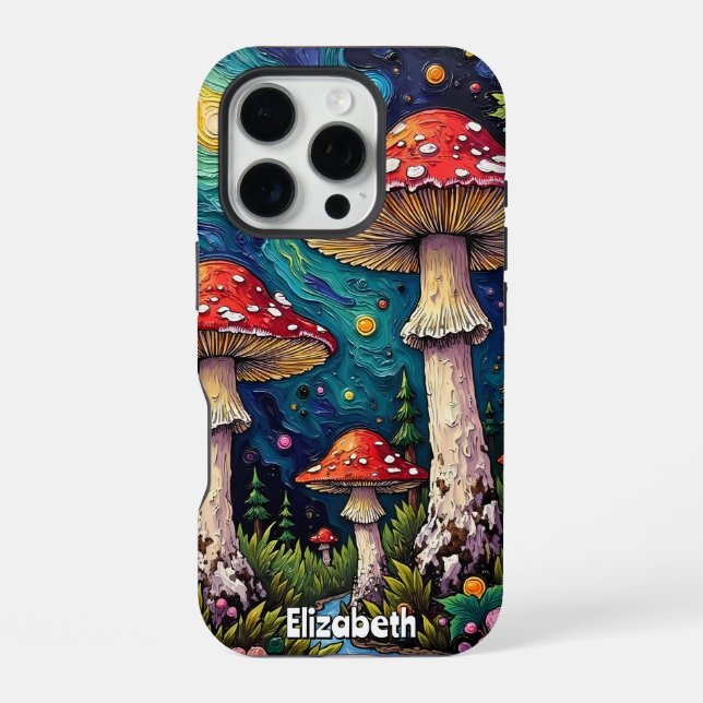 Kosmische Pinienwälder iPhone 16 Pro Hülle (Rückseite)