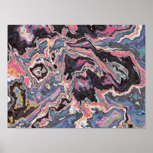 Kosmische Pink Marble Fusion Poster (Vorne)