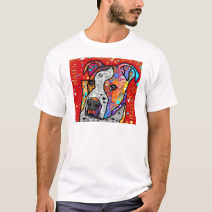 Kosmische Pitbull - helles buntes - Geschenk-Idee T-Shirt