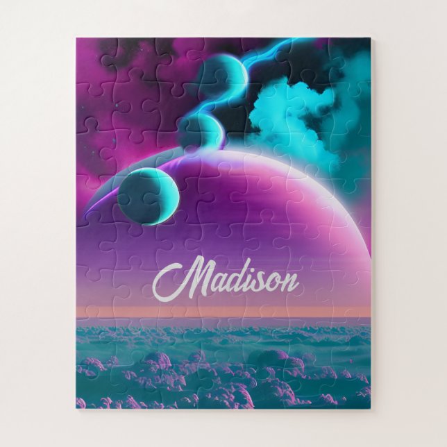 Kosmische Planeten im Lila magischen FantasieUnive (Vertikal)