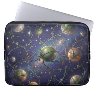 Kosmische Planeten mit Weinreben umwickelt Laptopschutzhülle