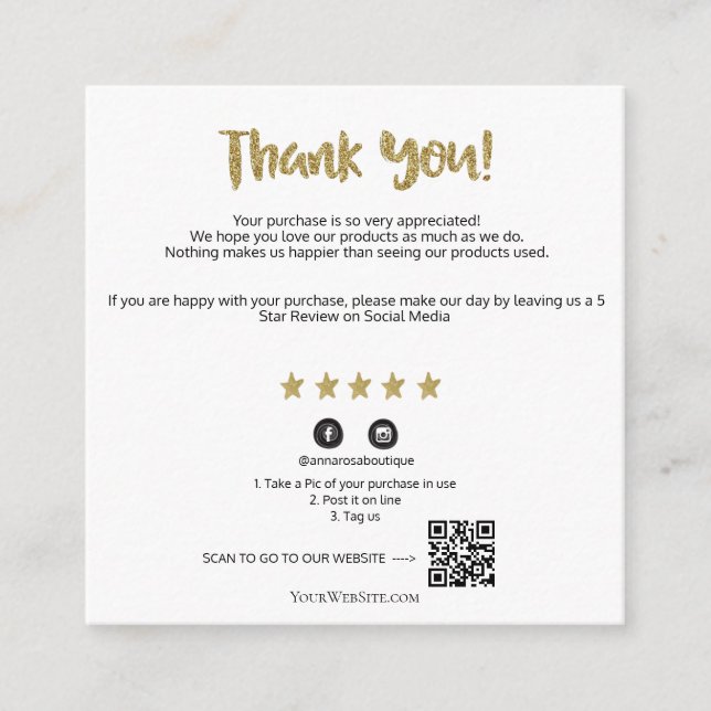 *~* Kosmische QR AP8 DANK IHNEN Gold Star Review Begleitkarte (Vorderseite)