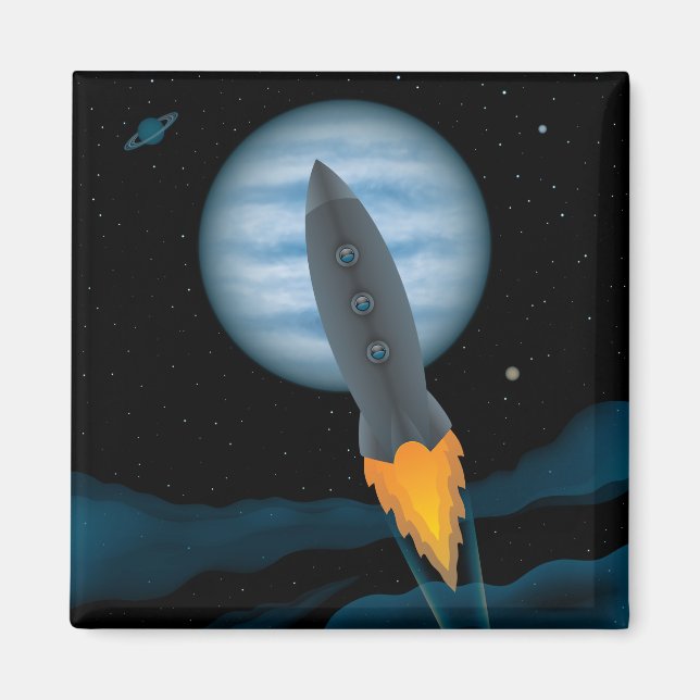 Kosmische Raketenschiffszene Magnet (Vorne)