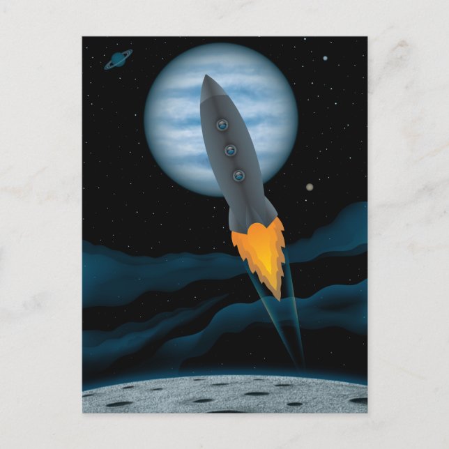 Kosmische Raketenschiffszene Postkarte (Vorderseite)