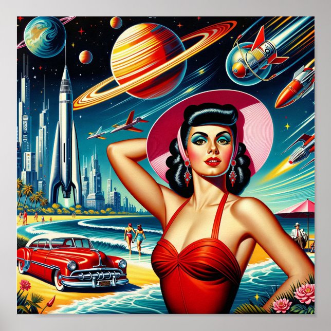 Kosmische Raumillustration Poster (Vorne)