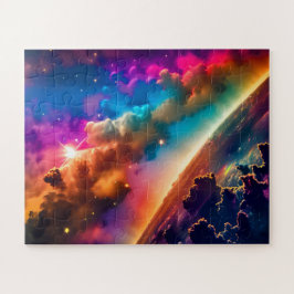 Kosmische Regenbogenschweine in bewölkter Weltraum