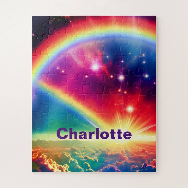 Kosmische Regenbogenschwellen über Fantasiewolken (Vertikal)