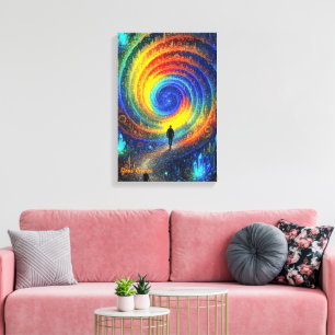 Kosmische Reise Galaxie Regenbogen Licht Surreal Leinwanddruck